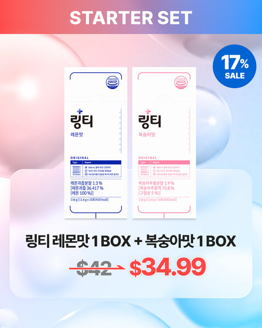 (LINGTEA X JOSINI) 링티 오리지널 레몬맛 1 BOX + 복숭아맛 1 BOX