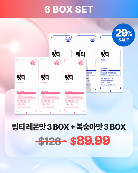 (LINGTEA X JOSINI) 링티 오리지널 레몬맛 3 BOX + 복숭아맛 3 BOX